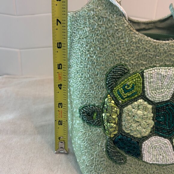 🐢STAUD Beaded Cote Bag - BABY TURTLE - Green and White 🐢 - Picture 12 of 16